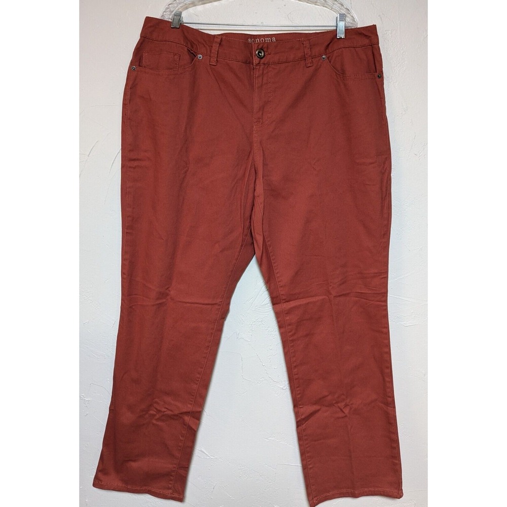Sonoma‎ Women Pants 18W Cinnamon Brushed Cotton Modern Straight Leg